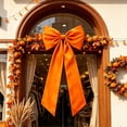 thumbnail image 4 of BBilaBu Orange Fall Decorative Bow, 30Inch Pre-Tied Large Ribbon Bow with Long Tails for Front Door, Wreath, Mantel, Stair Railing, Window, Porch, Thanksgiving and Fall Harvest Decor, 4 of 8