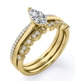 thumbnail image 4 of Juego de Anillo Nupcial Trío JeenMata Corte Marquesa 1,25 ct Filigrana Milgrain Art Deco Baño de Oro Amarillo 18 K sobre Plata, 4 of 6