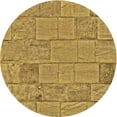 thumbnail image 1 of Ahgly Company Tapis Rond Lavable en Machine Intérieur Transitionnel Jaune, 8 Pieds Rond, 1 of 7