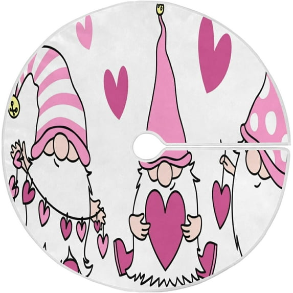 FMSHPON Valentine's Day Mother's Day Red Heart Love Xmas Christmas Tree Skirt Stand Mat for Holiday Party Decoration Indoor Outdoor 48 inches