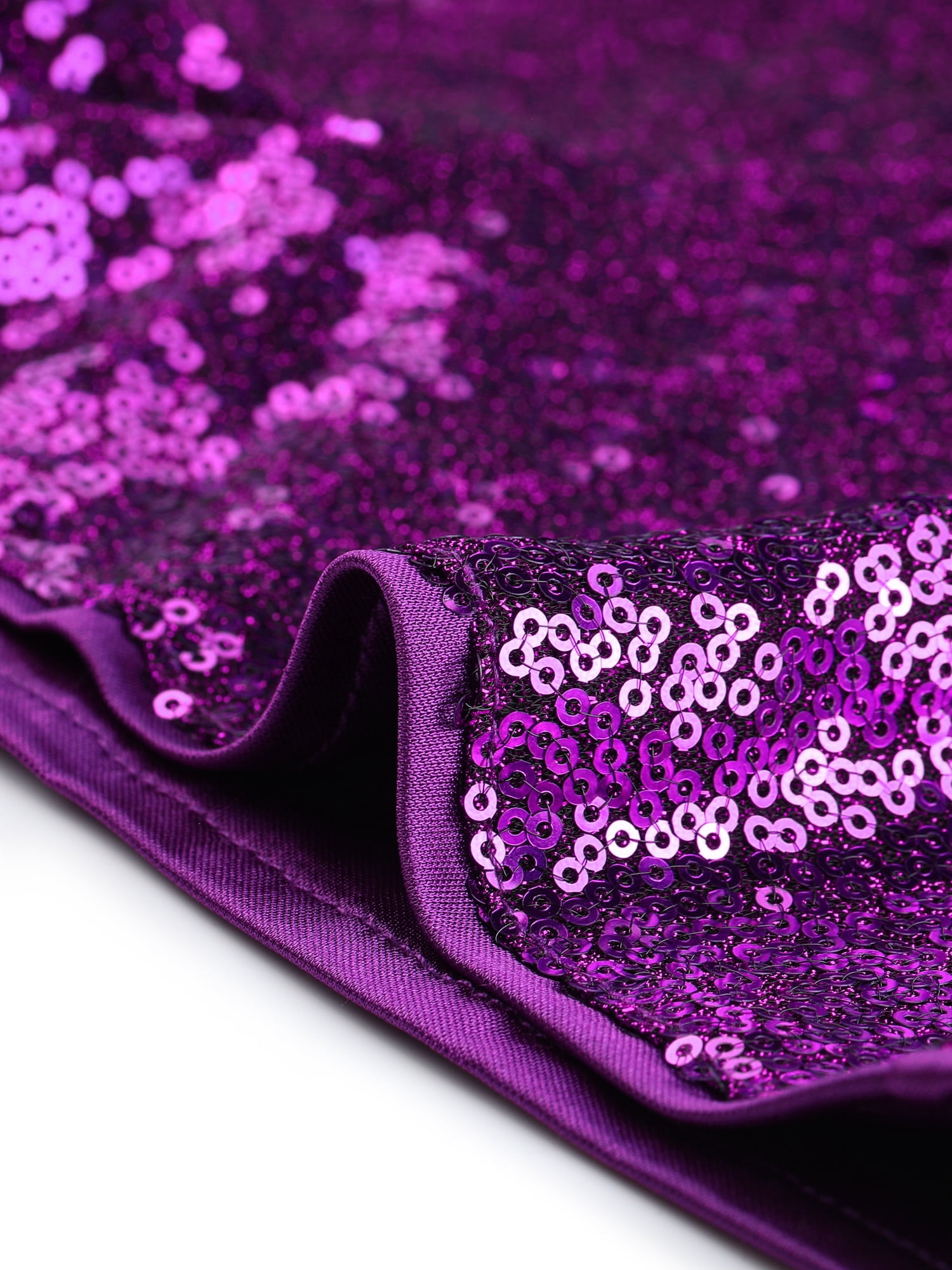 DARING DIVA Women's Midrise Solid Sparkle Coctail Sequin Shorts M Purple