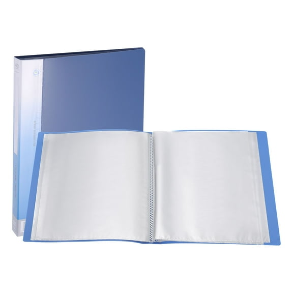 Uxcell 11.6 x 8.3'' Portfolio Binder Folder, 40 Pages Presentation Book with Clear Plastic Protector Sleeves, Dark Blue