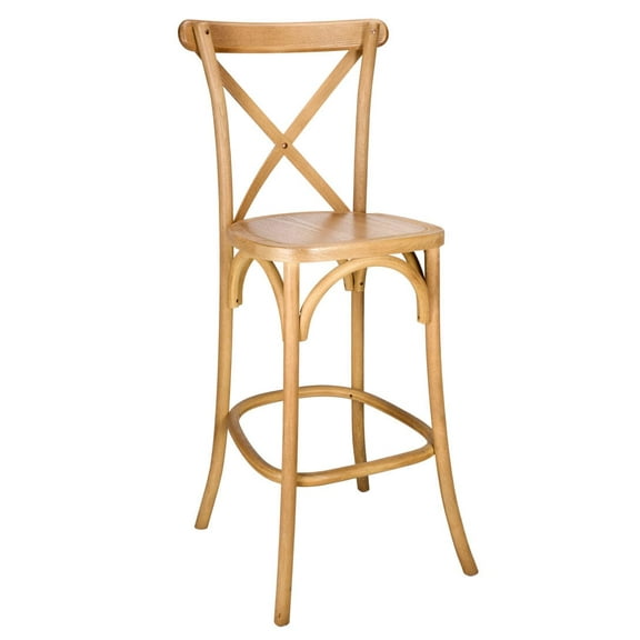 Chestnut Wood Cross Back Barstool by Chivari