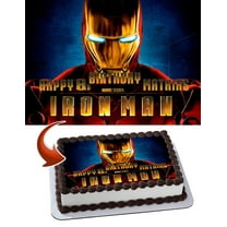 Iron Man Edible Cake Image Topper Personalized Birthday Party 1/4 Sheet