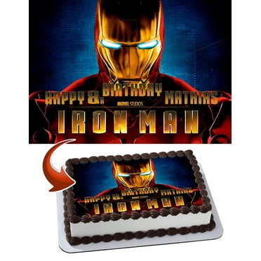 Iron Man Edible Cake Image Topper Personalized Birthday Party 1/4 Sheet