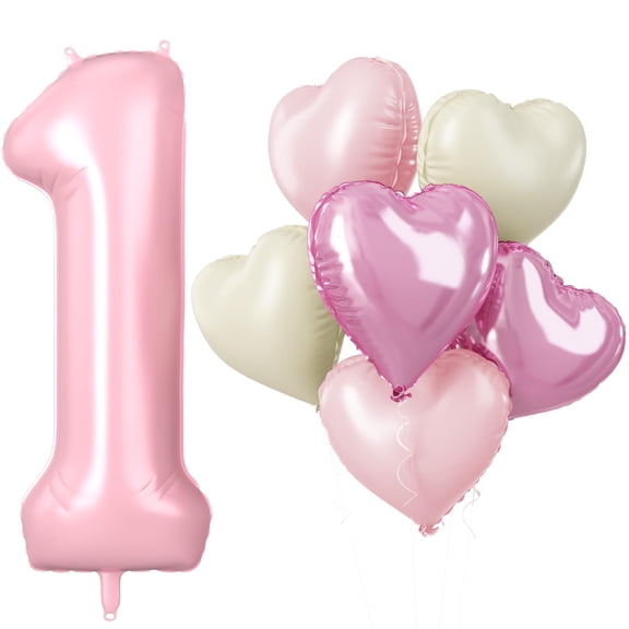 Biapian 40 Inch Pink 5 Balloons, Large Light Pink Number 5 Balloon with 18 Inch