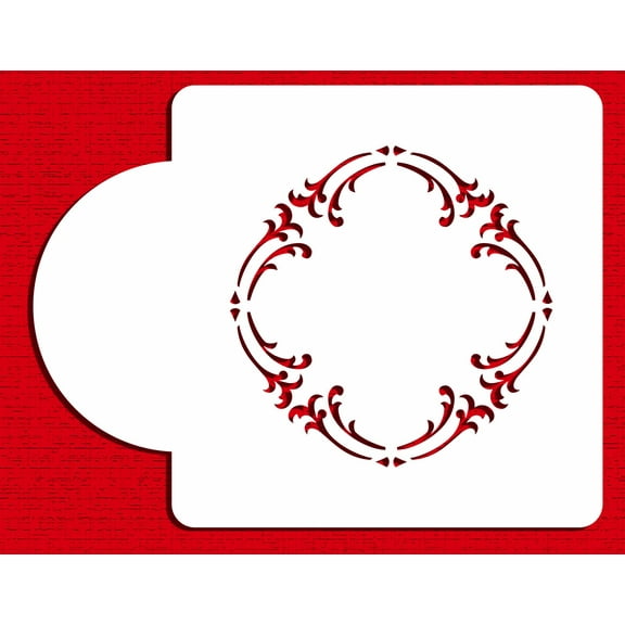 Designer Stencils C710 Royal Damask Cake Stencil Tier 1, Beige/semi-transparent