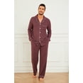 thumbnail image 4 of Vulcanodon Mens Button Down Pajama Sets, Ultra Soft Lightweight Sleepwear Long Sleeve Pjs Sets,(Purple Mel.L), 4 of 5