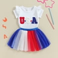 thumbnail image 3 of BemeyourBBs Toddler Girl Fourth of July Outfit 12 18Month 2t 3t 4t USA Tee Shirt+American Flag Tutu Tulle Skirt Set 4th of July Clothes, 3 of 7