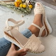 thumbnail image 2 of Hopeusnice Sandals for Women Thick-Soled Heel Breathable Soft Women's Sandals Non-Slip PU Materials Summer Shoes Trendy Open Toe Roman Flexible Walking Shoes Beige 36, 2 of 9