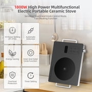 1800W Portable Ceramic Infrared Hot Plate,Stainless Steel Induction Cooker With Double Ring Heating Dual Control 10 Power 3H Timer Electric Cooktop For Cooking