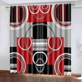 thumbnail image 2 of Red Gray Geometric Blackout Curtains for Bedroom, White Gray Modern Abstract Plaid Circle Room Darkening Curtain Thermal Insulated Window Drapes for Living Room 26"W x 45"L (Pack of 2), 2 of 6