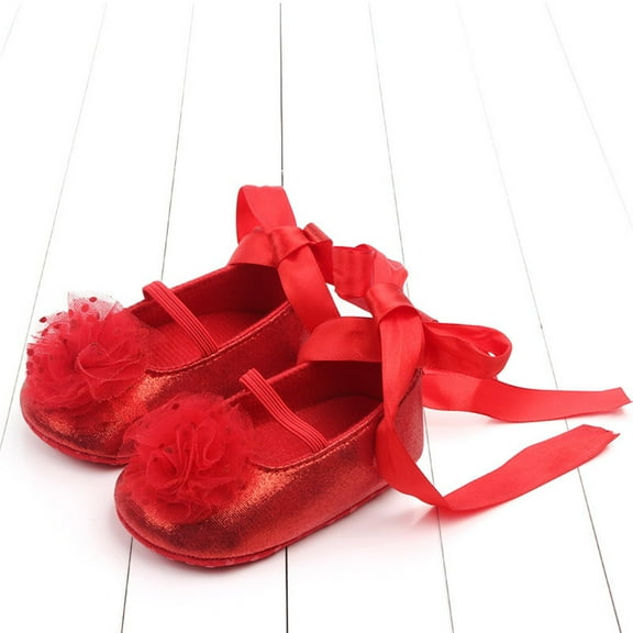 Toyvian Baby Girls Shoes Baby Shoes Red PU Durable Use 1 Pair for Daily Wear