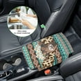 thumbnail image 5 of Renewold Car Center Console Pad Soft Non-slip Armrest Cover Lid Anti-scratch Car Side Storage Box Pad with 4 Storage Bags Car Decoration Accessories, American Tribal Highland Cattle Daisy Cow Print, 5 of 9