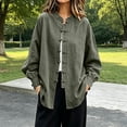 thumbnail image 2 of Vetsdori Womens Square Neck Button up Shirts Long Sleeve Cotton Linen Solid Color Casual, 2 of 8