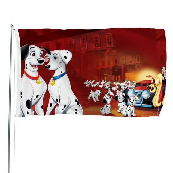 101 Dalmatians-themed Printed Flag Perfect gift for fans, friends, and family members, and suitable for indoor and outdoor activities, party decorations.35.4"x59" (90cm×150cm)