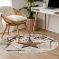 thumbnail image 4 of Texas Star Vintage Round Area Rug 3.3Ft Washable Circle Rugs for Dining Room Table, Brown Retro Berry Beige Wooden Non-Slip Carpet Floor Mats Indoor Outdoor Carpet Runner Aesthetic Home Decor, 4 of 8