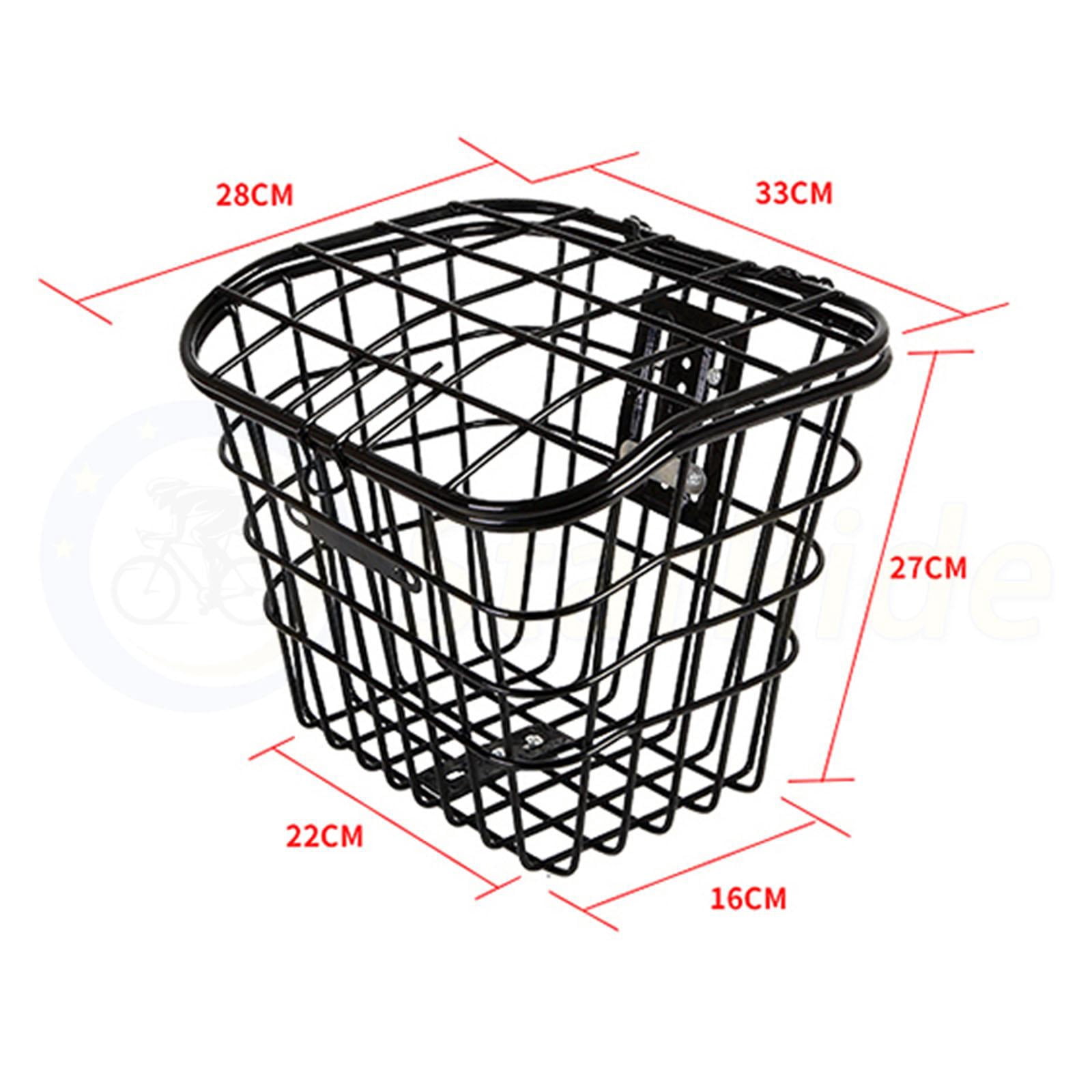Bike Cycling Basket Quick Release Front Handlebar Multifunction Wire Basket Large Capacity Electric Bike Basket for Man Boys Woman Girls Black