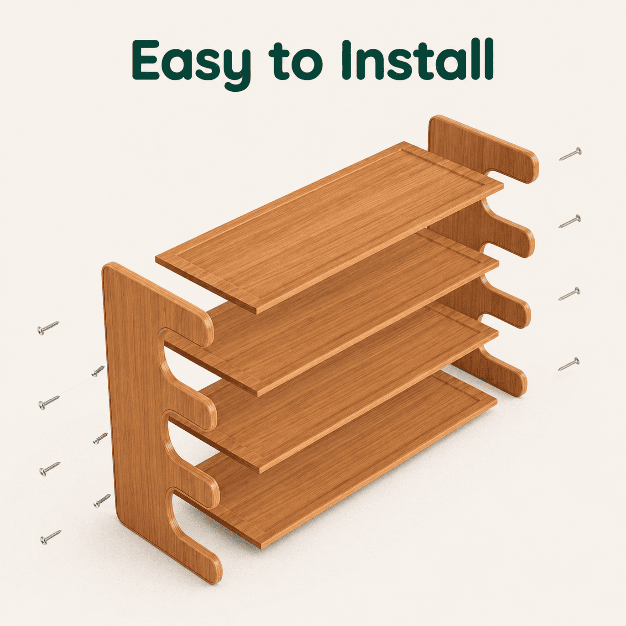 MEHOOM 4 Tier Bamboo Shoe Rack Organizer, Sturdy Shoe Storage Shelf for Closet, Entryway, Dorm & Garage, 28"x11"x20" (Natural)
