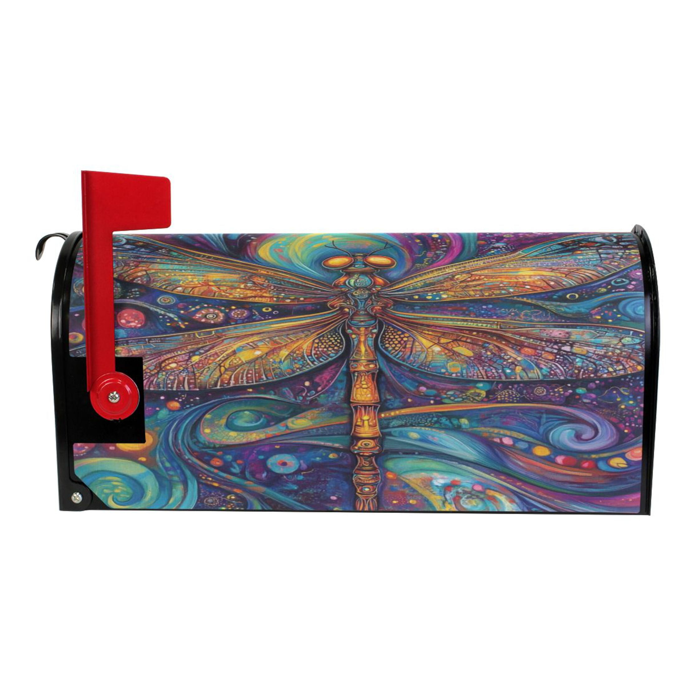 WOBOGO Weird Style Dragonfly Mailbox Cover Magnetic for Garden Yard Home Decor Standard Size 25.4×20.78in