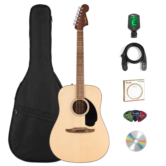 Fender California Standard Redondo Acoustic Guitar - Natural Bundle with Gig Bag, Tuner, Strap, Strings, Picks, and Austin Bazaar Instructional DVD