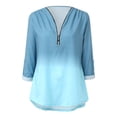 thumbnail image 3 of Ruyang Women Spring And Summer Casual Zipper V Neck Solid Color Long Sleeved Button Gradient Color Pull Sleeve Loose Top Womens Running Tee Shirts, 3 of 7