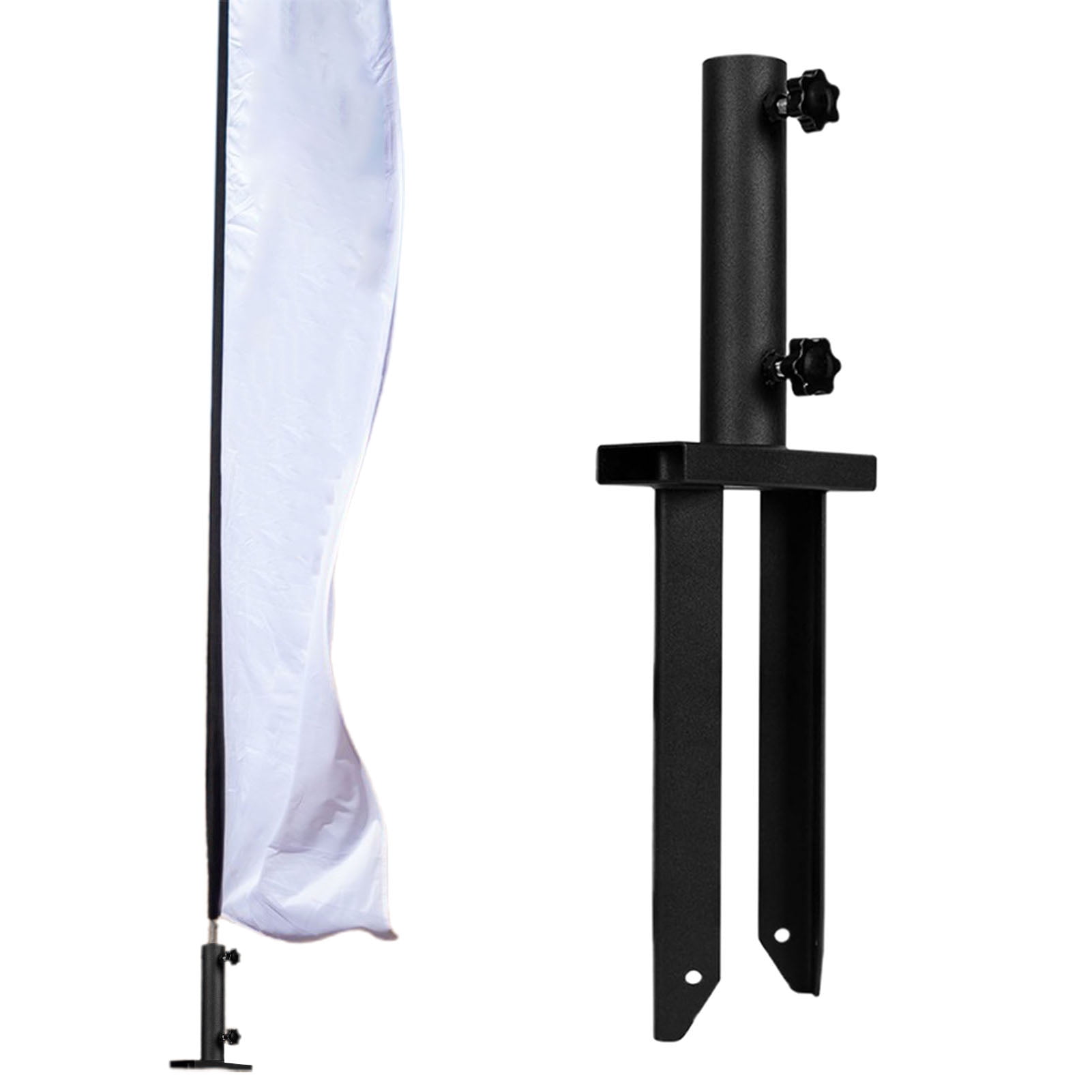 Heavy-Duty Flag Pole Holder Ground Stake Metal Flag Spike for Ground Adjustable Feather Flag Base Universal Light Stakes Rust-Resistant Outdoor Stand for Flags