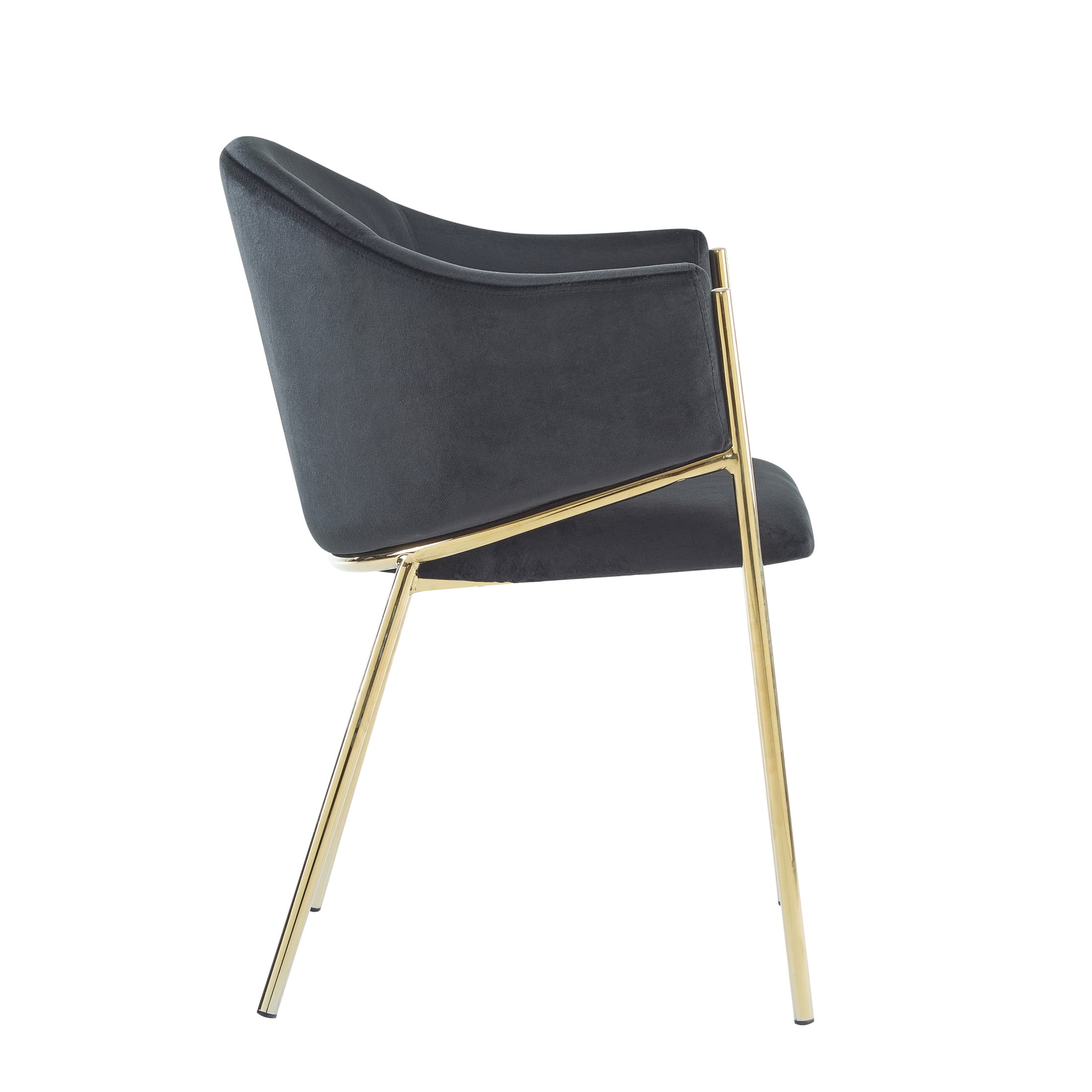 Aralyn Modern Upholstered Velvet Dining Chairs, Iron, Gold + Black, Set of 2