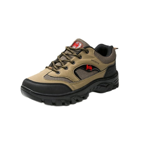 

Lacyhop Mens Walking Breathable Trekking Shoe Athletic Low Top Lace Up Hiking Shoes Khaki 7.5
