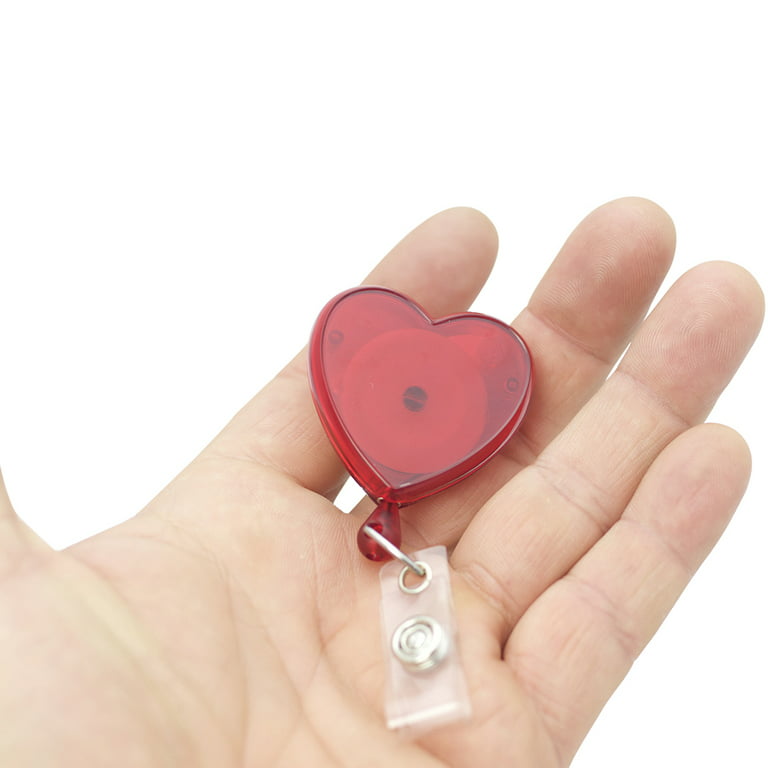 Specialist ID Heart Shaped Badge Reels with Alligator Clip for Nurses (Pack  of Five) (Red) 