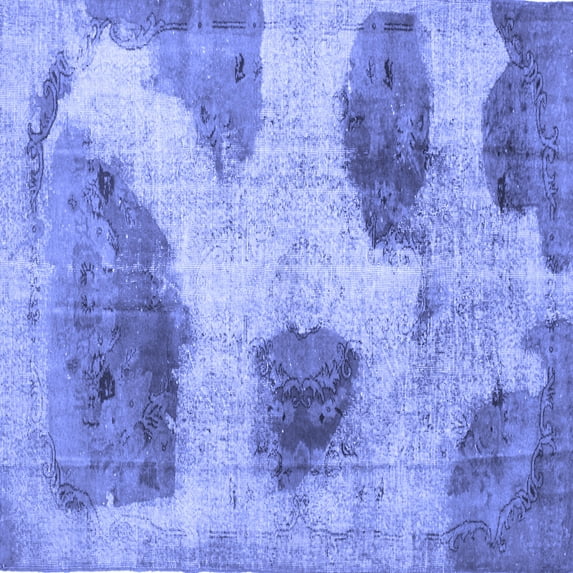 Ahgly Company Indoor Square Abstract Blue Contemporary Area Rugs, 3' Square