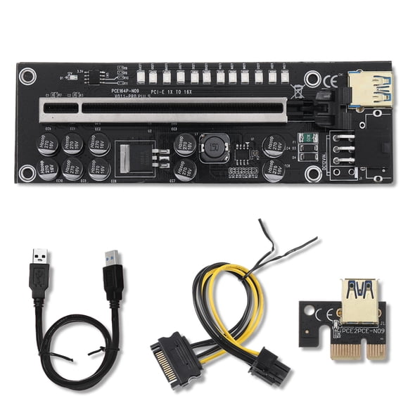 Seitruly Tarjeta de vídeo LED PCI-E, tarjetas gráficas de expansión, 8 condensadores de estado sólido, adaptador extensor con hebilla de Electrónica miscelánea