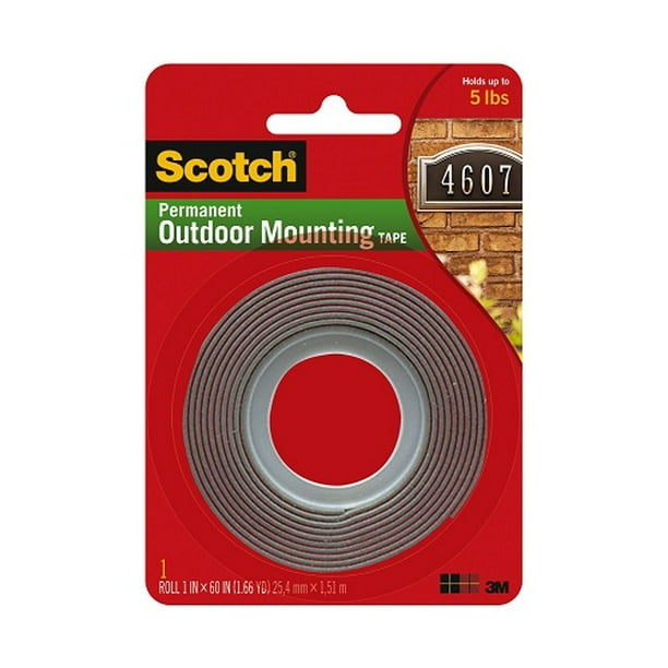 3M 76274 Scotch Exterior Mounting Tape, 1" x 60" 2 Pack