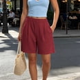 thumbnail image 2 of Ovzne Women's High Waisted Wide Leg Elastic Trendy Athletic Shorts Polyester Casual Summer Loose Workout Running Shorts with Pockets S-XXL, 2 of 9
