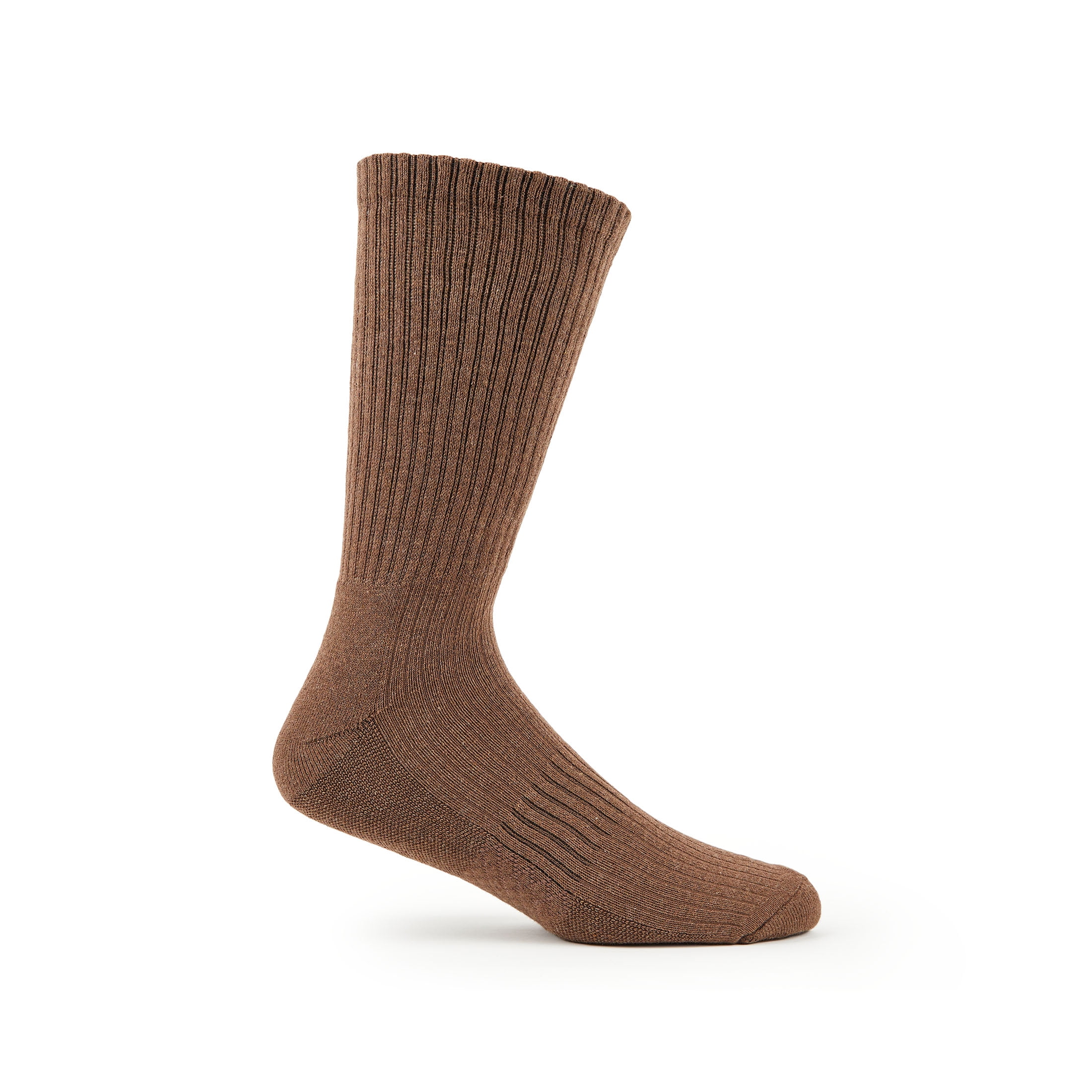 Fruit of the Loom Men's All Day Comfort Casual Crew Socks, Sizes 12-15, Brown (6-Pack)