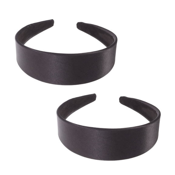 DRAFIDEEP 2-Pack Solid Color Hair Hoops Elegant Black Headbands for Women and Girls, Stylish Cloth Accessories for Party and Cosplay
