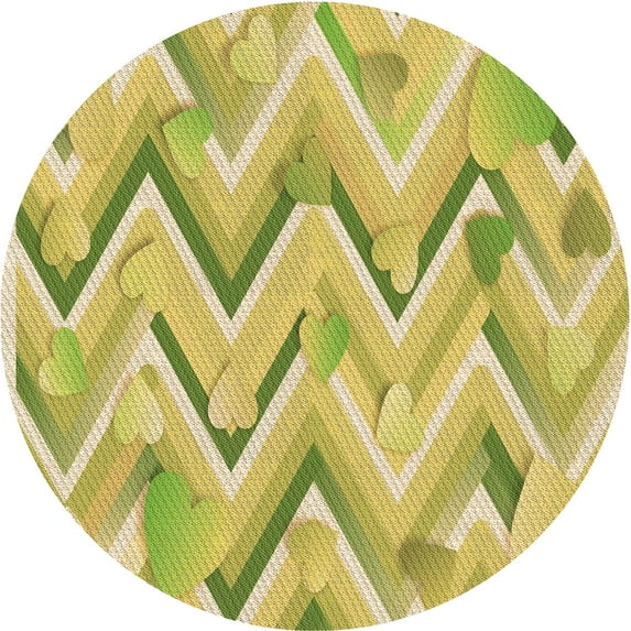 Ahgly Company Indoor Round Patterned Bold Yellow Area Rugs, 5' Round