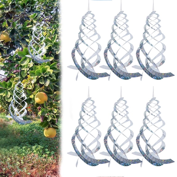 HOMEYA 6Pcs Bird Repellent Spiral Garden Hanging Reflective Deterrent Device Spinner Discs