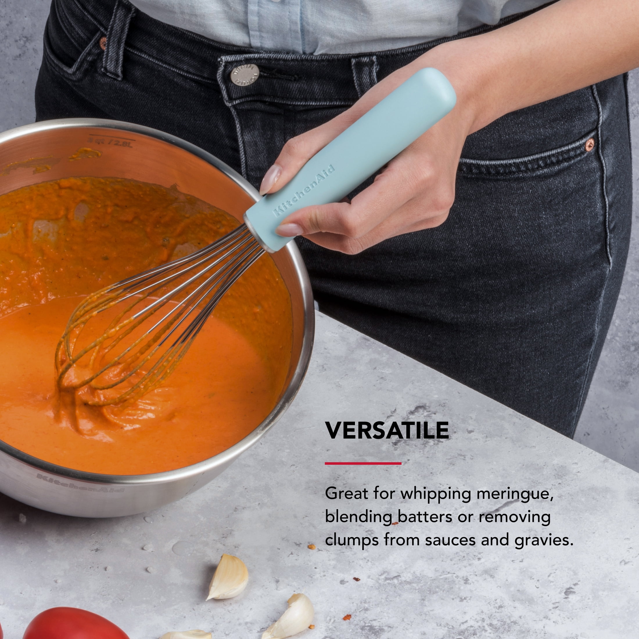 KitchenAid Stainless Steel Wire Kitchen Whisk with Ergonomic Handle, Mineral Water
