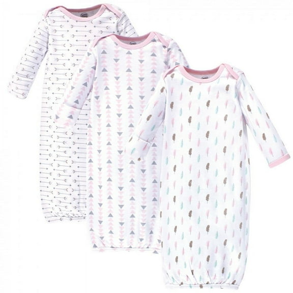 Luvable Friends Infant Girl Cotton Gowns, Girl Feathers, Preemie/Newborn
