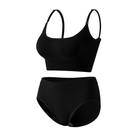 POIUYTR Seamless Sports Bra and Panty Set for Women Workout Set Racerback Low Impact Pullover Bras Unlined Wireless Yoga Two Piece Outfits