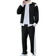 thumbnail image 5 of Kakii Men's Two-Tone Sport Set, Block Track Suit with Zip-Front Jacket & Side Stripe Joggers, Casual Performance Wear, 5 of 9
