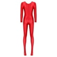 thumbnail image 6 of YONGHS Womens Glossy Spandex Full Bodysuit Costume Dance Zentai Unitard Long Sleeve Jumpsuit Burgundy M, 6 of 7