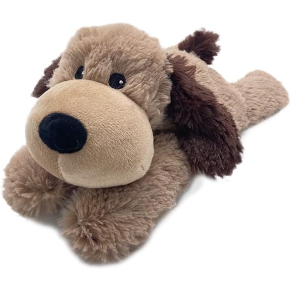warmies Junior 9” Brown Dog Stuffed Animal, Microwavable Heated Plushies and Weighted Soft Plush Toys