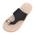 thumbnail image 3 of Beach Sandals For Women Summer Casual Comfy Slip-On Flip Flops Metal Buckle Woven Bottom toe Walking Shoes (5.5, Khaki), 3 of 9