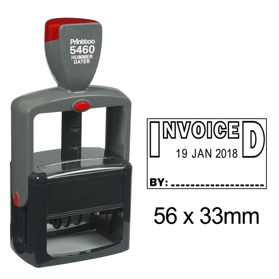 Printtoo With Invoiced By Text Heavy Duty Dater Stamp Self Inking Document Date Rubber Stamp-Black