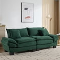 thumbnail image 2 of 84" Corduroy Sofa Sleeper Loveseat, Upholstered Deep Seat Couch with Pillows, Comfy 2-Seater Sofa for Bedroom Living Room Apartment Office, Green, 2 of 7