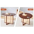 thumbnail image 6 of Round Rattan Dining Table, Retro Solid Wood Dinner Table for Kitchen, Living Room, Office, Conference, 2 to 6 Person,Walnut, 6 of 7