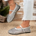 thumbnail image 3 of Eltusu Women Flat Shoes, Strap Holiday PU Closed Toe Comfort Shoes Silver Size 6.5, 3 of 7
