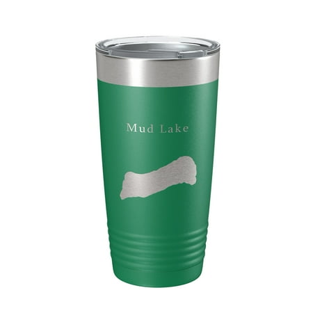 

Mud Lake Map Tumbler Travel Mug Insulated Laser Engraved Coffee Cup Maine 20 oz Green